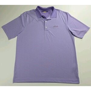 Greg Norman Men's Shirt Play Dry Short Sleeve Golf Purple Striped Size Large